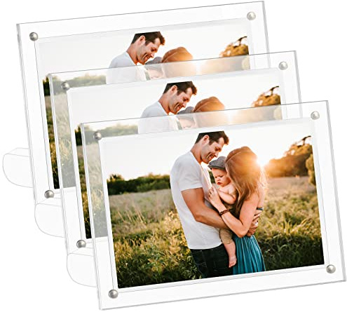 CECOLIC Fotoram i acryl transparent 4x6 tum (10x15 cm), Magnetiska ramar, Utan bildekor för att visa bilder av vänner (3-pack)