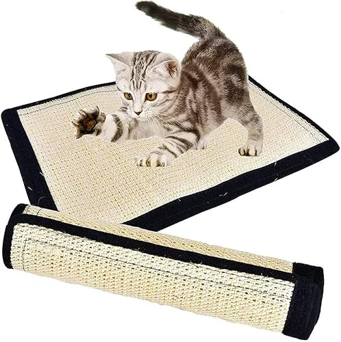 Tapis Griffoir Chats en Sisal Résistant Griffoir à Chat Chaton Planche à Gratter de Chat Enroulable Protection Table Chaise Sol Canapé Chats Griffures Jouets Interactifs 40 * 30CM
