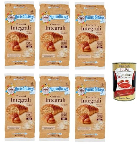 6x Mulino Bianco Cornetti integrali Vollkorn Croissants Snack brioche mit 100% Vollkornmehl 6 Stück kuchen 240 g