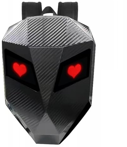 Motorcykelryggsäck för Män, Gör-det-själv Programmerbar LED-ryggsäck med Stor Kapacitet Hard Shell 3D Vattentät Kolfiber Texturerad Färgskärm Digital Laptop-ryggsäck med USB-port