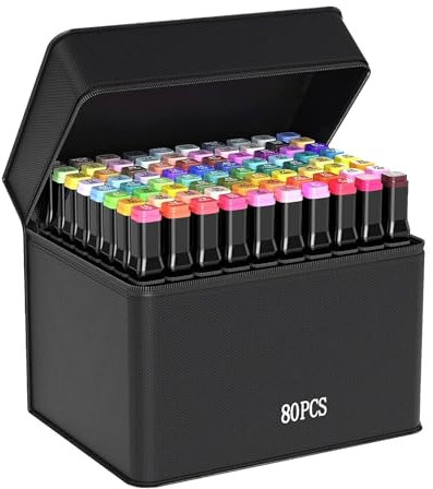 Bafumiu 80 Filzstifte kinder, Filzstifte Set, marker stifte, Geeignet für Kinder und Erwachsene, Inklusive schwarzer Tasche - für Design, Comics, Rendering, DIY Projekten