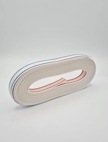 Cinghia Cintino per Tapparelle Avvolgibili in Polipropilene Super Resistente – 5,50 Metri di Lunghezza – Made in Italy – Corda per Finestre e Porte – Larghezza 20 mm – BIANCO RIGHE BLU E ROSSO