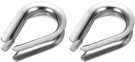 uxcell 5/8 M16 Stainless Steel Thimble, 304 Stainless Steel Wire Rope Cable Thimbles Rigging Marine Grade, Silver 2Pcs