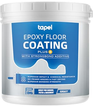 Tapel 1K Polyurethan Bodenfarbe Grau mittel 1L | Mit StrongBond-Zusatz für leicht staubende Untergründe | Ohne Grundierung | Selbstnivellierend & strapazierfähig | Für Garage, Keller, Werkstatt