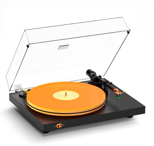 Fosi Audio Luna3 HiFi Skivspelare, Vinylspelare med VM95E Pickup, Akryltallrik, Servo Motor, Tonarm i Aluminium, Utan Inbyggd Phono-Förförstärkare – Svart