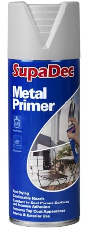 Supadec Metal Primer Spray – Grey, 400ml | Fast Drying Anti-Rust Metal Primer | Interior & Exterior Use | Smooth Base for Top Coats | Long-Lasting Corrosion Protection Paint | Easy-Spray Nozzle