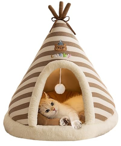 Cat Cave Bed, Cosy Warm Cat House with Tunnel, Indoor Sleeping Cave for Cats, Sleeping Place for Kittens Indoor and Outdoor When Travelling