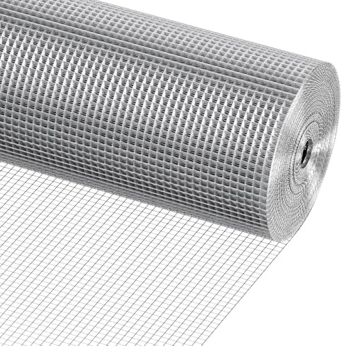 1/2 Inch Galvanized Welded Chicken Wire Mesh Roll Aviary Fence Wire Hardware Cloth for Garden Fencing Rat Wire Mesh, Farm Fence(7mx1m/23ftx3.3ft(LxH))