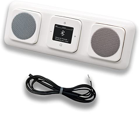 Busch Jäger DAB+ Unterputz Bluetooth Radio 8217U-101 Reflex Si alpinweiß mit 2 x Lautsprecher + 0,9 m EBROM Wurfantenne zur Empfangsoptimierung