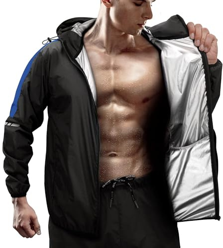 RDX Traje Sauna Mujer Hombre Adelgazante, REACH OEKO TEX 100 CERTIFICADO, Sudor Chándal con Capucha, Trajes de Sudoración Deportiva Fitness Boxeo Yoga Running Gimnasio, Conjunto de Pantalón Superior