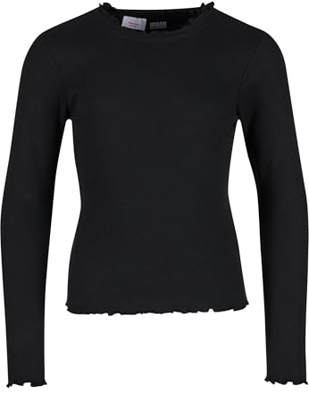 Urban Classics Mädchen Meisjes Korte Rib Longsleeve T Shirt, Schwarz, 134 EU