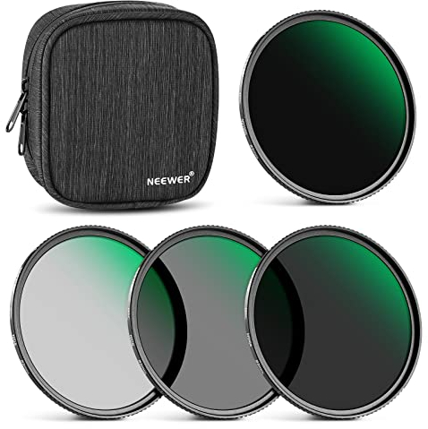 NEEWER Kit de filtres ND 82mm ND1000+ND64+ND8 +ND4,Haute-définition/30 Couches Nano rêvetement/Ultra Fin/Cadre en Alliage d'Aluminium/Hydrofuge/Anti Rayures Filtre Densité Neutre