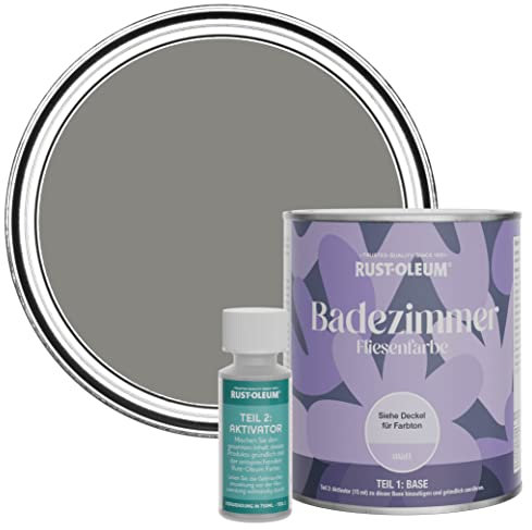 Rust-Oleum wasserbeständiger Fliesenlack für das Badezimmer in mattem Finish -Betongrau 750ml