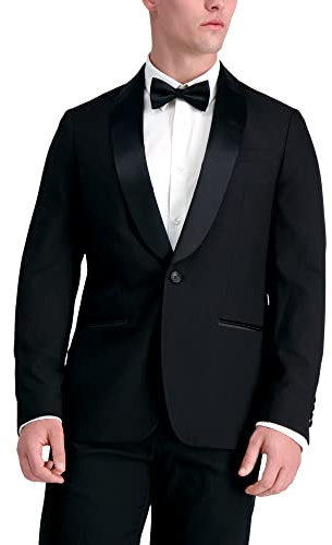 Haggar Mens Premium Comfort - Tailored & Slim Fit Tuxedo Jacket, True Black, 46 Tall US