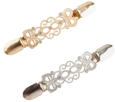 Kryzalite 2 pièces pince à cintre, pinces à robe, pince à dos, pinces à chemise, pinces à écharpe pour femme, pince à serrer la taille, pince à vêtements (or et argent)