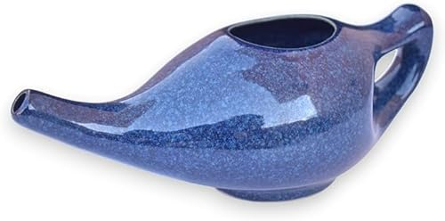 Ancient Impex Ceramic Neti Pot 270ml (Blue Dapple) – Sinus Rinse & Nasal Wash Pot with Neti Salt | Dishwasher Safe & Easy-to-Use | Natural Sinus Relief & Nasal Hygiene Tool