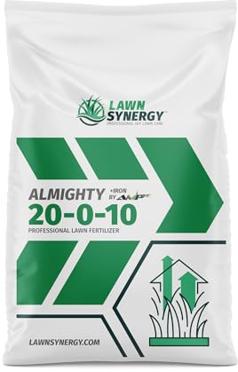 Almighty 20-0-10 Lawn Fertilizer (25 lbs.) – Professional Slow-Release Nitrogen Formula with NuTrace Micronutrients – Deep Green Lawn Color, Strong Roots & Drought Stress Recovery
