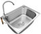 Wandmontage Waschbecken Handwaschbecken Universal Waschtrog Inkl Wasserhahn Camping Spülbecken Edelstahl Ausgussbecken Für Garage Keller Werkstatt Und Waschküche (50x40cm)