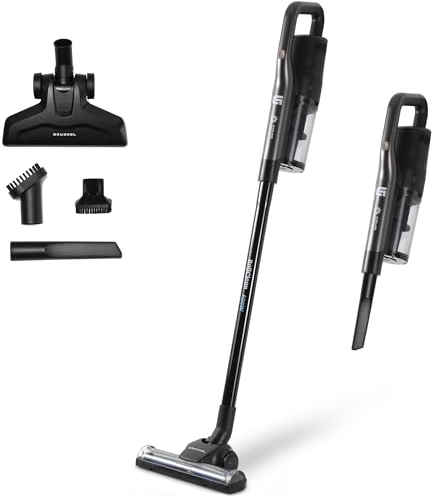 Grunkel Aspiradora Escoba Vertical con Cable ASP con Filtro HEPA Lavable, 600W de Potencia y 16.000Pa de Capacidad de aspiración. Incluye Accesorios. 5,5m de Cable y deposito (600w Roller)