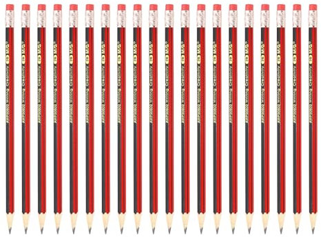 M&G Wooden Hexagonal Pencils, 2 Set 2B Graphite Round Pencils with Eraser for Classroom & Office, Red & Black