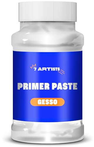 7 Artists Gesso Grundierung Weiß Acryl 500 ml Grundierung für Acrylfarben, Ölfarben, Aquarellfarben | Acryl Gesso Weiß von Maluntergründen wie Leinwand, Holz, Papier, Metall