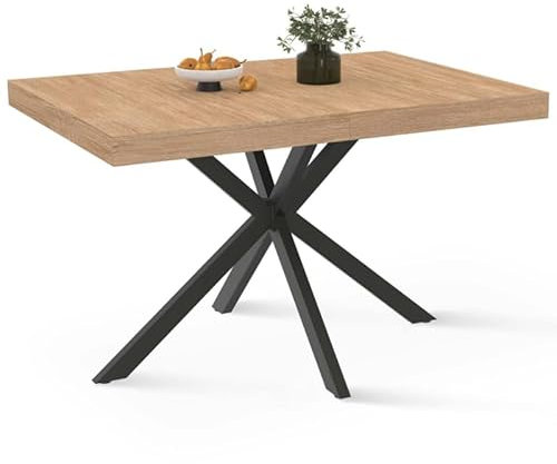 IDMarket - Table à Manger Rectangle ALIX 4-6 personnes pied araignée Bois et Noir 110 cm