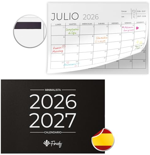 Finoly Calendario Magnético Nevera Vertical Julio 2026 a Diciembre 2027 (18 Meses) en Español | Calendario Magnetico Nevera 2026