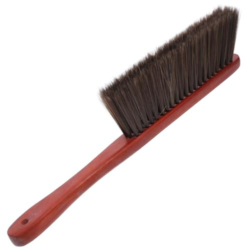 GAROZATION Hand Broom Soft Bristle Fireplace Dust Brush Long Wooden Handle for Bed Sofa Cleaning, Small Handheld Whisk Broom for Indoor Dust Removal