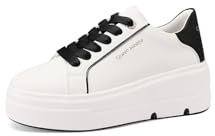 QUEEN HELENA Sneakers Platform Scarpe da Ginnastica con Lacci Glitterati Casual Donna X32-61 (X32-1 Bianco e Nero, Sistema Taglie Calzature EU, Adulto, Donna, Numero, Media, 37)