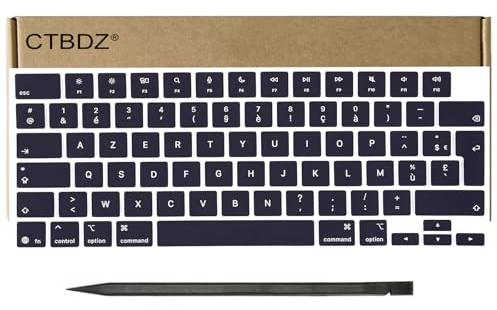 CTBDZ Capuchons De Touches De Clavier Azerty Français Rechange pour MacBook Air 13'' 15 (M4 M5) A3240 A3241 A3448 A3449 (2025-2026) année Keyboard (Minuit)