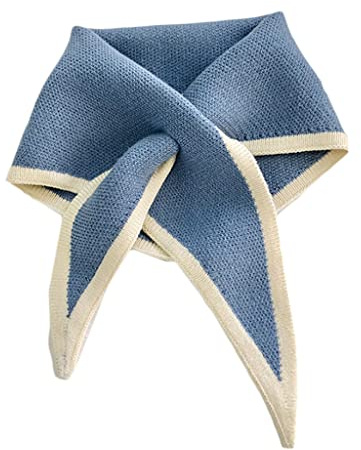 CQEAZ Foulards triangulaires pour femmes, foulard pour femme, écharpe pour femme, version coréenne, col en laine tricotée pour cros, Bleu océan., Approx.Total Length 90cm/35.43in