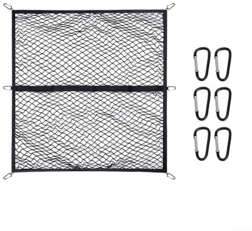 Red de malla de 120 x 120 cm, red de carga resistente con ganchos para remolque, barcos, SUV, ATV, UTV, color negro