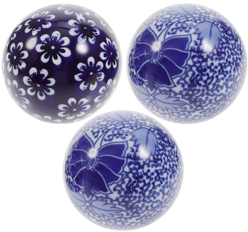 jojofuny Set da 3 Palline Decorative Galleggianti in Ceramica Blu 8 CM per Acquario Ornamenti Artigianali per Casa Sala da tè e Piscina per Uccelli Materiali Ecologici e Resistenti
