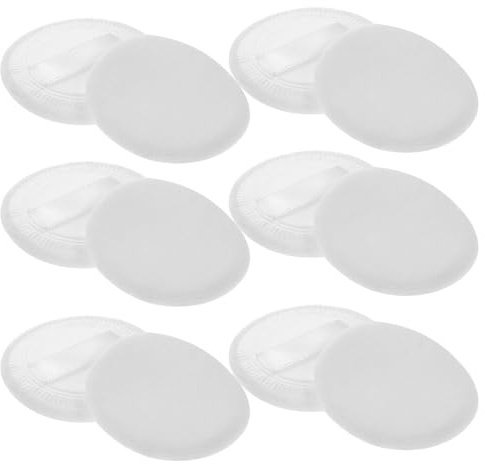 VINTORKY Borla de Maquillaje de Algodón 12 Piezas, Puff Cosmético Redondeado Color Claro 45x7 Mm, Herramienta para Polvos Sueltos y Compactos, Adecuado para Uso Facial y Aplicación