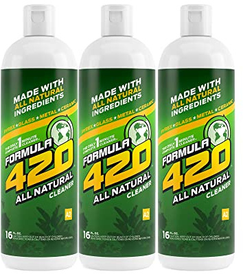 All Natural by Formula 420 | Glass Cleaner | Cleaner Pack | Safe on Glass, Metal, Ceramic, and Pyrex | Cleaner - Assorted Sizes (16 oz - 3 Pack)