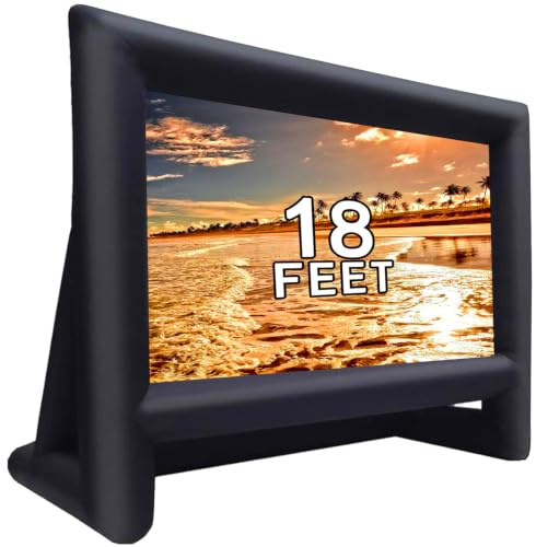 GYUEM 18 feet Inflatable Outdoor Projector Movie Screen - Package with Rope, Blower, Tent Stakes - Portable, Great for Outdoor and Indoor Party Watch Movies