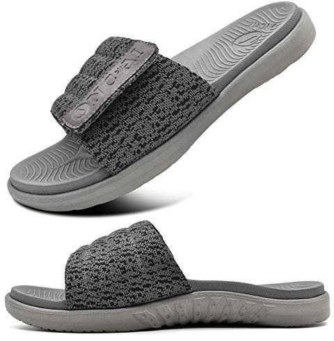 ONCAI Grigio Ciabatta Uomo per Spiaggia e Piscina Punta Aperta Estiva Sandalo Supporto per arco Pantofole Suola in Schiuma Adulto Sandali Taglia 41