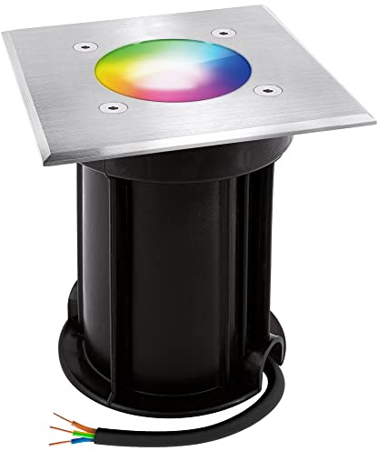 linovum BOQU Einbau Bodenstrahler Außen eckig IP67 mit Smart LED GU10 - kompatibel mit Alexa & Google Home Wifi App Voice RGBW