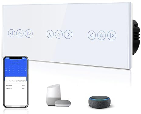 BSEED Interrupteur Tactile Dimmer, Interupteur Intelligent WiFi Variateur avec lumières LED, Nécessite Un Fil Neutre, Interrupteur Mural en Verre, 228MM, Blanc, Compatible avec Alexa/Google
