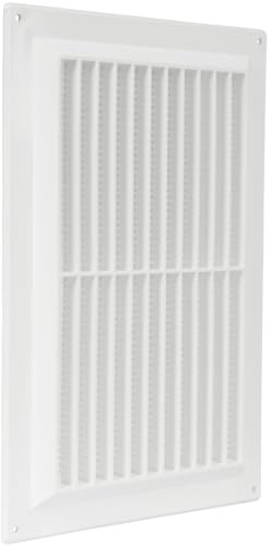 10'' x 7'' Inch / 250 x 170 mm Plastic Vent Cover - White - Rectangular Soffit Vent - Exhaust Ventilation Louver - Air Inlet Grille Cover - Built-in Screen Mesh - HVAC Vent Duct Cover