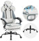 WOLTU Gaming Stuhl Stoff Atmungsaktiv Bürostuhl Gaming Chair Ergonomisch mit Lendenkissen, Gamer Stuhl 150 kg Belastbarkeit PC-Stuhl mit Große Rückenlehne & Sitzfläche Blau + Weiß