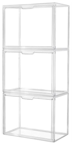 Umtiti 3 Pack Clear Plastic Handbag Storage Organizer for Closet, Display Storage Box with Magnetic Door, Dustproof Storage Bins for Book, Toys, Hat