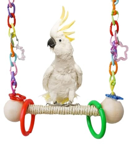Balançoire pour perruches, Balançoire pour perroquets - Perroquet | Perroquet | Support de balançoire coloré Support de perroquet pour oiseaux Support de balançoire en corde pe