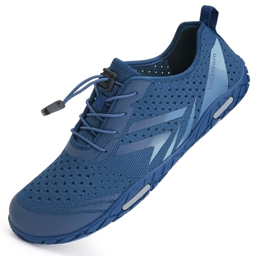 Water Shoes Womens Mens Aqua Beach Swim Shoes Quick Drying Barefoot Shoes for Swimming Pool Boating Surfing Diving Yoga(356Navy,9.5UK)