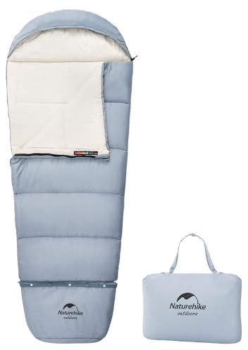 Naturehike Kinderschlafsack Outdoor Sommer, Frühling, Herbst, Baumwolle Schlafsack für Kinder Reise Zelten Leichte Warme Camping Schlafsäcke Blau (160 x 75 cm)