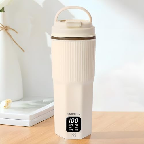 Elektrischer Reisewasserkocher Klein 500ML, Kleiner Wasserkocher Reise Schnelles Kochwasser Mini -Wasserkocher tragbar 316 Edelstahl, automatisches Schließen, For Tee, Kaffee, Babymilch (Weiß 1)