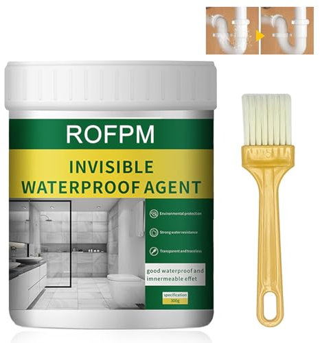 Agente de Revestimiento, Sellador Impermeable Transparente, 300 g Emulsión Selladora Aislante Impermeable, Impermeabilizante, Agente impermeable invisible para baños, azulejos, paredes, techos