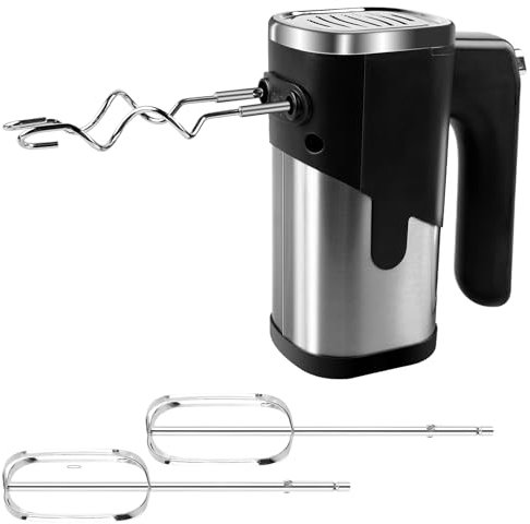 Sbattitore Elettrico: 800 W Fruste Elettriche, 5 Velocità Mixer Elettrico Manuale, Frusta Elettrica Con 2 Fruste E 2 Ganci per Impastare, Potente Sbattitore a Mano, Nero