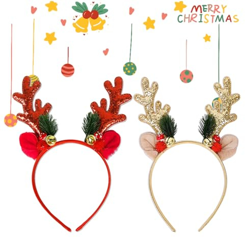 PTBWS 2 Piezas Diadema Navidad, Adorno Navidad Cabeza Niño, Bandeau De Noël, Diademas Navideñas Accesorios de Cabello, para Disfraces Cosplay de Fiesta