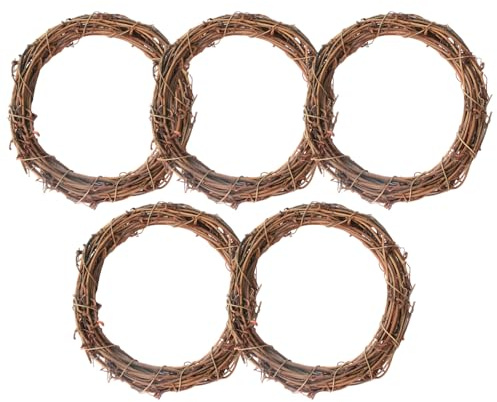 Gcroet 5PCS Grapevine Wreath 12 Inch Vine Branch Twig Wreath Ring for DIY Craft Christmas Holiday Decoration